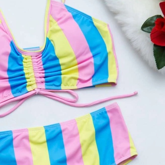 Multicolor Striped High Waisted Bikini - Picture 4 of 4